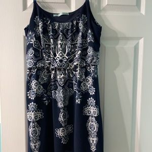navy blue and white dress